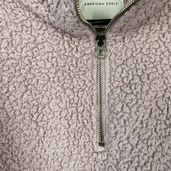American Eagle Sherpa Fleece Pullover 1/2 Zip Lilac Purple Mock Neck Size Large - Picture 3 of 11
